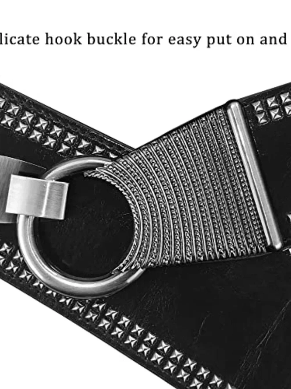 Womens Studded Elastic Wide Punk Chunky Belt for 80s Dresses